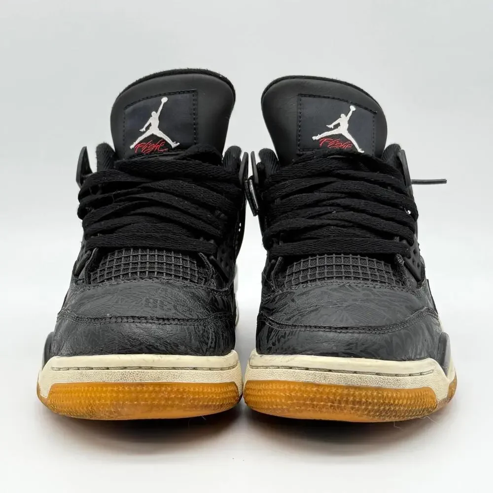 Nike Air Jordan 4 Retro GS 'Laser Black Gum' Youth Size 7 - Picture 2 of 13